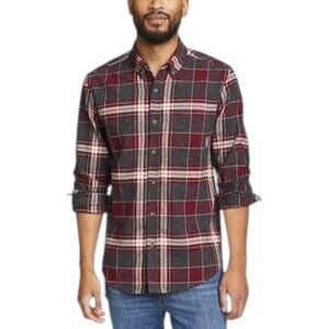 NEW Eddie Bauer MEN's Plaid Flannel Shirt | Red